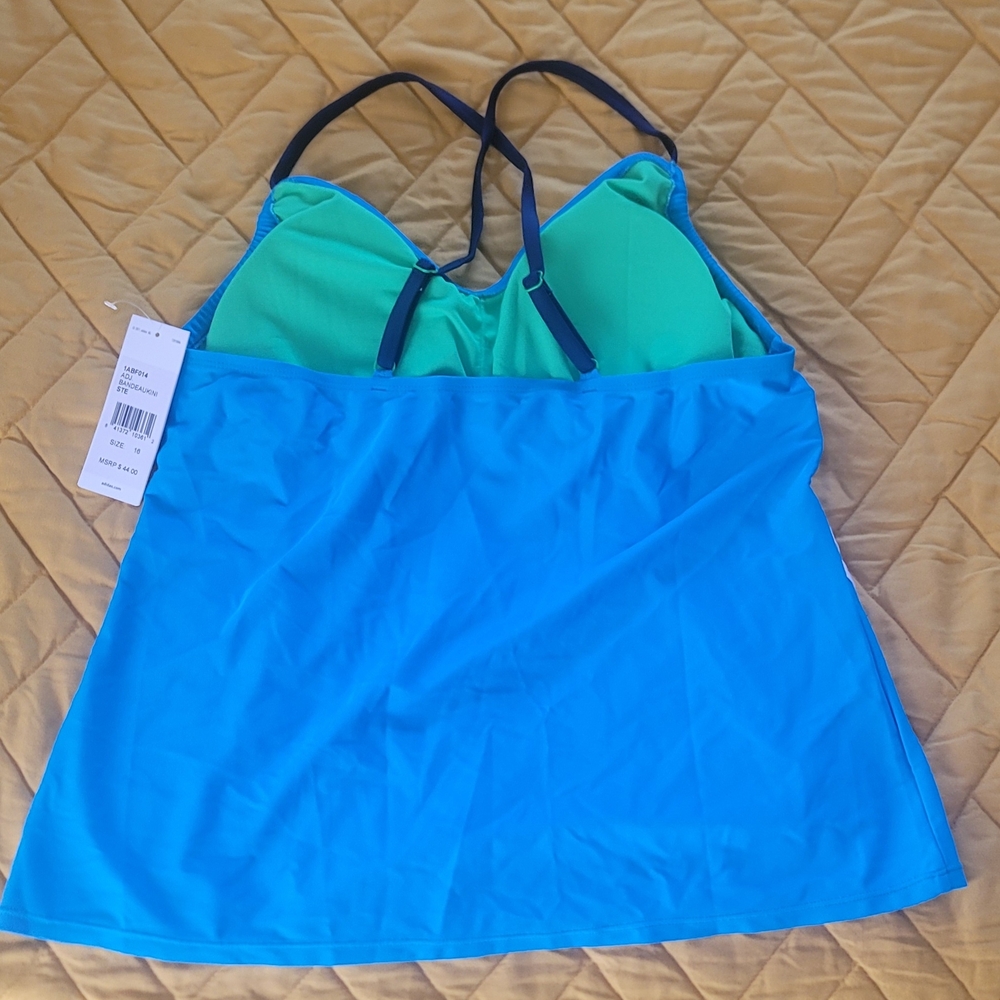 adidas Blue and Green Women's Swim Top